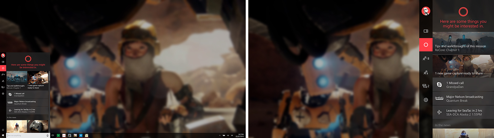 Keyboard vs Controller Cortana